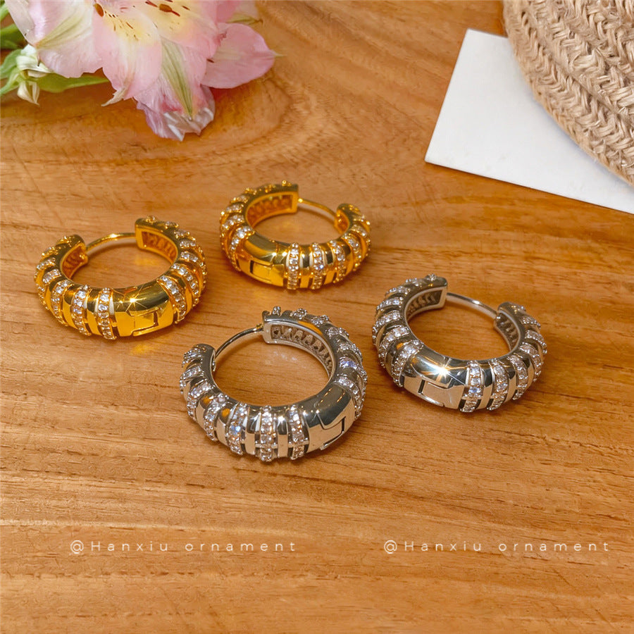 18K Gold-Plated Zircon Hoop Earrings - view 2