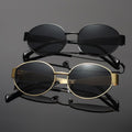 2 Pair Wear Fashionable Oval Round Women Sunglasses Premium Influencer Street Snap Simple French Glasses Retro Gold Metal Sunglasses