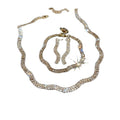 Western Simple Super Sparkle Rhinestone Geometric Wave Stud Earring Necklace Set Simple Clavicle Chain Light Luxury Premium Necklace