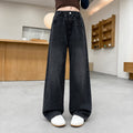 Girls' Solid Slim Cut Wide-Leg Straight Jeans
