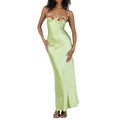 Amazon Hot Seller Sexy Embroidered Lace Camisole Solid Long Dress