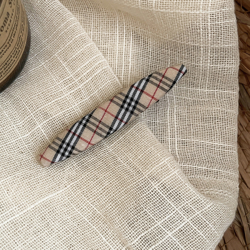 Korean Khaki Plaid Hair Clip - view 7