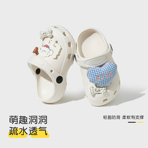环保EVA洞洞鞋女生2026新款爱心狗卡通DIY女舒适软底凉拖鞋2026新