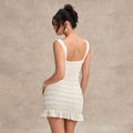 Women's Wave Hem Halter Neck Strappy Mini Dress