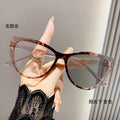 Light Feel Photochromic Prescription Triangle Cat-Eye With Rx Blue-Light Lens Round-Square Face Bare Face Big Frame Glasses Frame Prescription Sunglasses