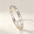 10K Flower Tube Four Leaf Clover Width Slim Cut Bangle Copper Coated 18K Gold Fashionable Versatile Full Diamond Bracelet Light Luxury Elegant Hand Jewelry