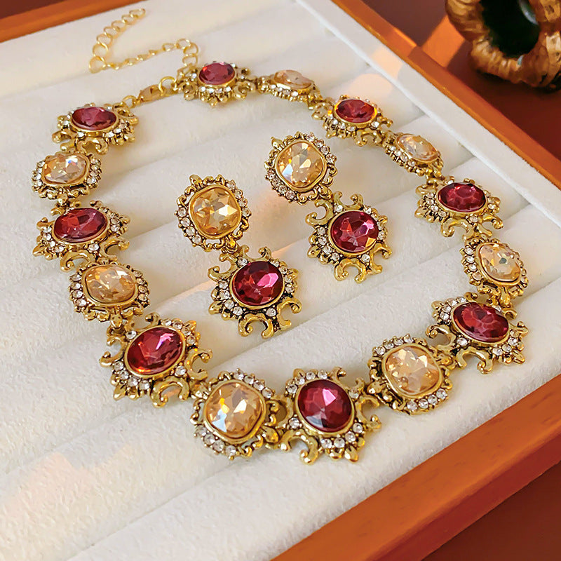 Vintage Floral Pearl Necklace and Stud Earring Set - view 4
