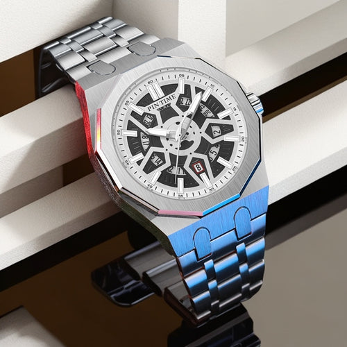 New Large Dial Mens Watch Cutout Mechanical Glow Date Waterproof Casual Men Sports Quartz Watch