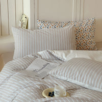 Spring Letter Light Coffee / 0.9m Bed - 3-Piece Flat Sheet - Fits 150x200cm Duvet