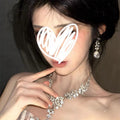 公主生日水滴项链耳环套装轻奢千金晚礼服女新娘高级夸张小众配饰