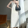French Pleated Camisole Long Dress, Drape Lazy Style