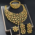 Dubai Overseas 18K Gold Necklace Earrings Set Bracelet Ring Net Bead Strand Rhinestone India Ni Day Profit Asia Jewelry Set