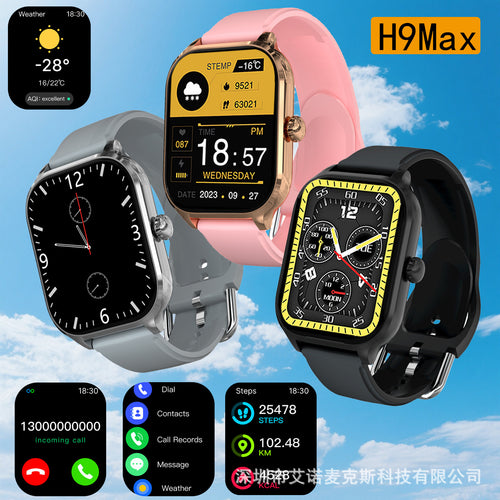 2025 Cross-Border Hit H9Max Smart Watch Bluetooth Call Info Lift Wake Sports Bracelet H9 Watch Factory
