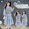 Girls' Butterfly Vest, Shirt & Skirt - 3-Piece Set
