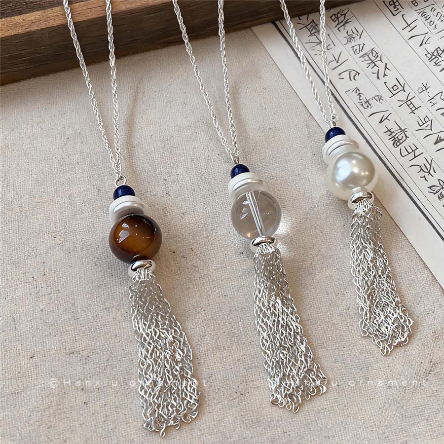 Korean Glass Pearl Pendant Necklace - view 2