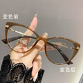 Photochromic Prescription Glasses Cat-Eye Blue-Light Glasses Overseas Premium Burst Fashionable Plano Glasses Frame Prescription Sunglasses