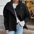 Women's Spring-Summer Elegant Stand Collar Loose Cropped Jacket 2026 - Black