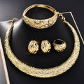 Western Bestseller Overseas 18K Metal Wave Pattern Moon Necklace Earrings Set Bangle Ring Middle East Women Set