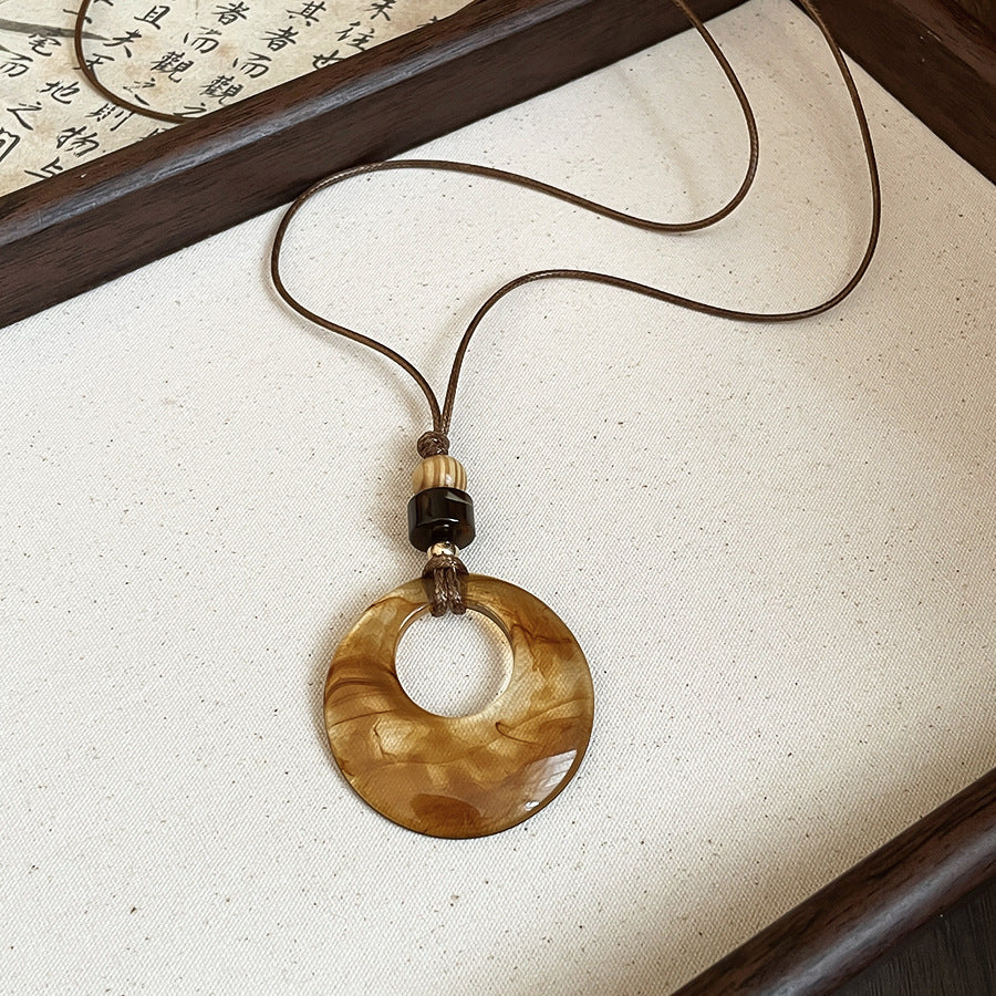 Acrylic Oval Pendant Cord Necklace - view 12