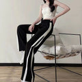 Summer Casual Fashion Patchwork Lightweight Elastic Straight Leg Wide Leg Pants + Pants