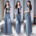 Summer Fashion Elegant Wide Leg Pants 2-Piece Set