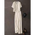 Summer Old Money Refined Short Sleeve Wide Leg Pants + Top 2-Piece Set
