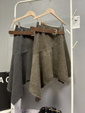 Fall Trendy Retro Asymmetric Skirt + Short Skirt