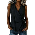 Spring-Summer Casual Sleeveless Tie-Front Shirt