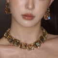 Premium Geometric Necklace Set Jewelry Retro Stud Elegant Clavicle Chain Bride Gown Design Accessory