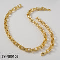 Amazon Hot Sale Western Copper Square Spliced Cuban Chain Trendsetter Personality Accessory Gold Plated Necklace Bracelet Set