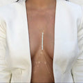 Western Fashionable Elegant Geometric Solo Row Rhinestone Chain Claw Chain Fit Chain Ins Breeze Statement Simple Sensual Chest Chain