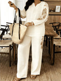 Women's Ethnic Retro Plus Size Long Sleeve V-Neck Printed Drapey Top Set 2026 - 1