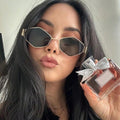 2 Pair Wear Oval Round Metal Small-Frame Women Sunglasses Premium Fashionable Street Snap Sunshade Glasses Match Trendy Sunglasses
