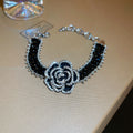 EU/US Import Super Sparkle Rhinestone Geometric Flower Necklace Set Fashionable Clavicle Chain Light Luxury Premium Necklace