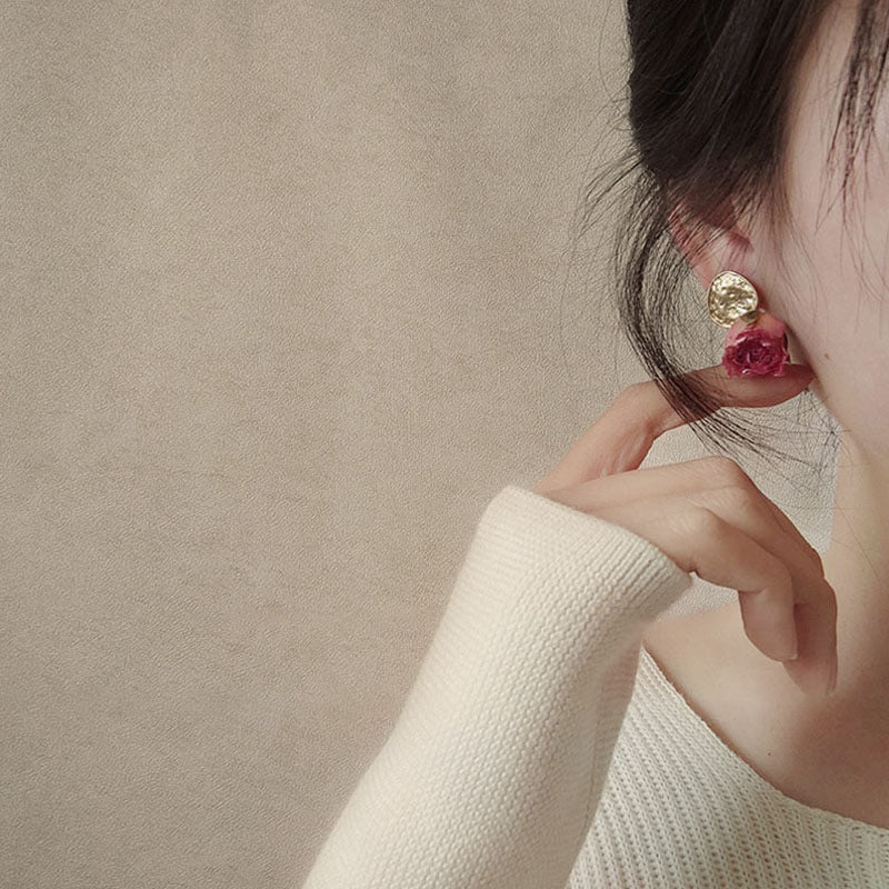 Preserved Flower Rose Drop Earrings - view 2