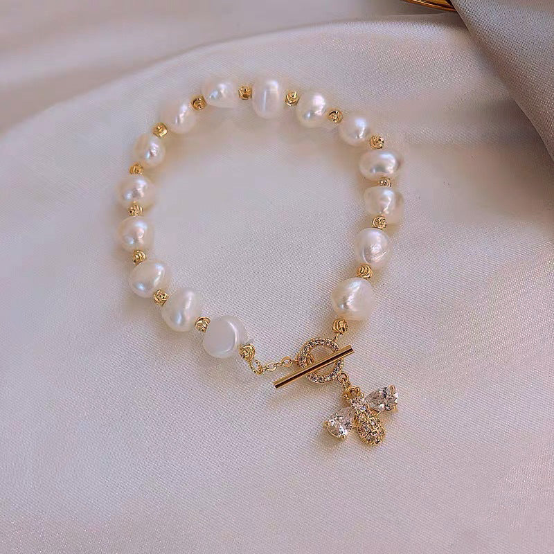 French Rhinestone Pearl Bee Bracelet - view 7
