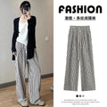 Summer Casual Slimming Striped Drapey Lightweight Straight Leg Wide Leg Pants + Pants