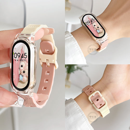 Fits Xiaomi Band 10 / 9 / 8 / 7 / nfc Band New Cushion Pattern Silicone Color Block Xiaomi 6 / 5 / 4 Wrist Strap
