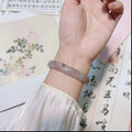 新疆复古仿玉圆条手镯古风藕粉色美人条手镯少女小红书同款手饰