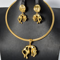 Overseas Western ins Breeze Copper Material 18K Gold Leopard Design Pendant Necklace Earrings Set 2-Piece Set Women Set