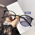 Light-Changing Prescription Glasses Overseas Trendy Style Fashionable Anti-Blue Oval Round Frame Plano Gray Photochromic Myopia Glasses