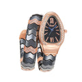 2025 New Color Split Punk Black Women Quartz Watch Cross-Border Snake Head Watch Gold Tone Color Snake Shape Watch