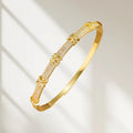 Overseas Real Gold Plated Bow Cross Bangle Women Niche Premium Open End Bracelet Personality Accessory Factory Wholesale