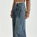 Fall Retro High Waist Loose Straight Leg Wide Leg Pants + Pants