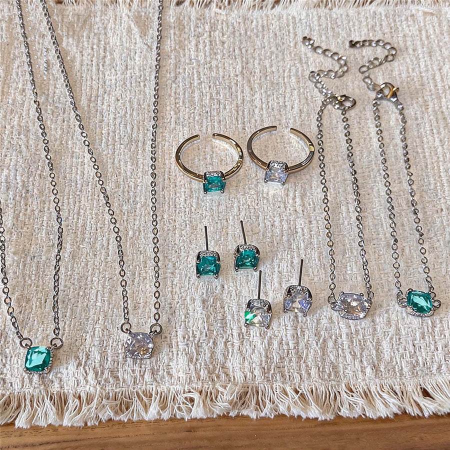 Sparkling Zircon Jewelry Set – Necklace, Bracelet and Earrings - view 2