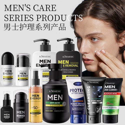 跨境KORMESIC男士护肤水杨酸磨砂洁面Facial cleanser外贸批发