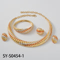 Dubai Statement Bead Gem Set Moon Color Block Polka Dot Grain Necklace Bangle Ring Earrings Set Banquet Accessory