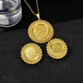 Western Geometric Round Brand Carved Set Sunflower Cutout Lace Pendant Earrings Necklace Set Design Style