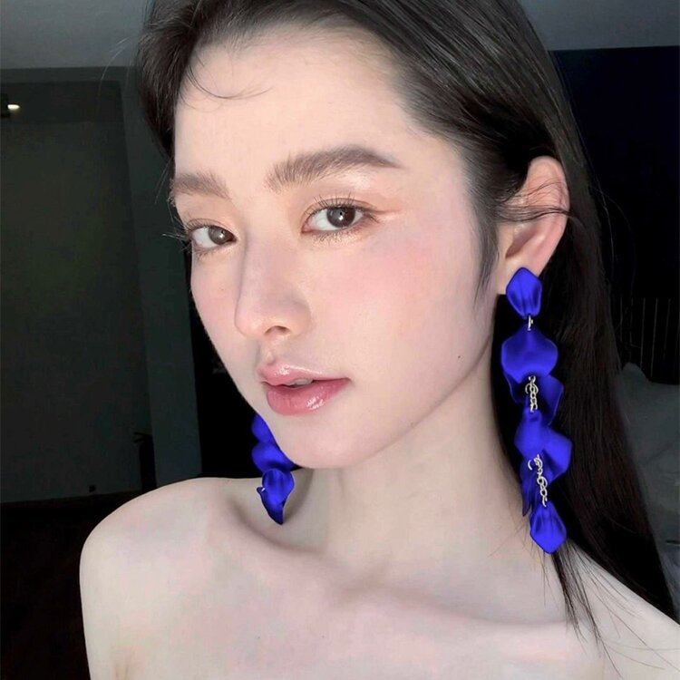 Rose Petal Long Statement Earrings - view 11