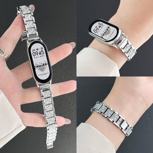Fits Xiaomi Band 10 / 9 / 8nfc Band Summer New Ceramic Version Fine Style Full Diamond Metal Women Wrist Strap